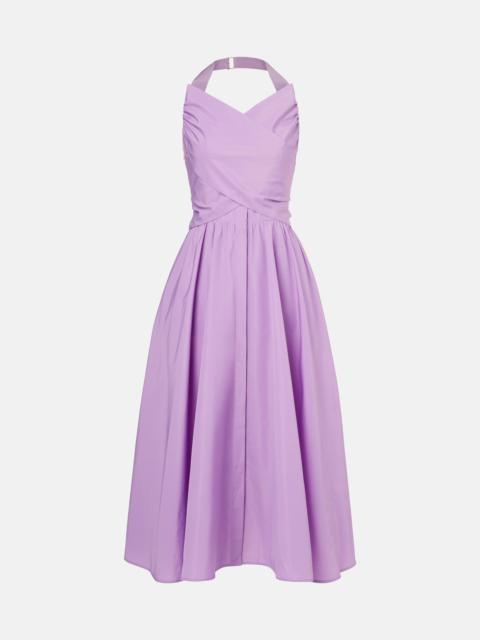 Gathered faille midi dress