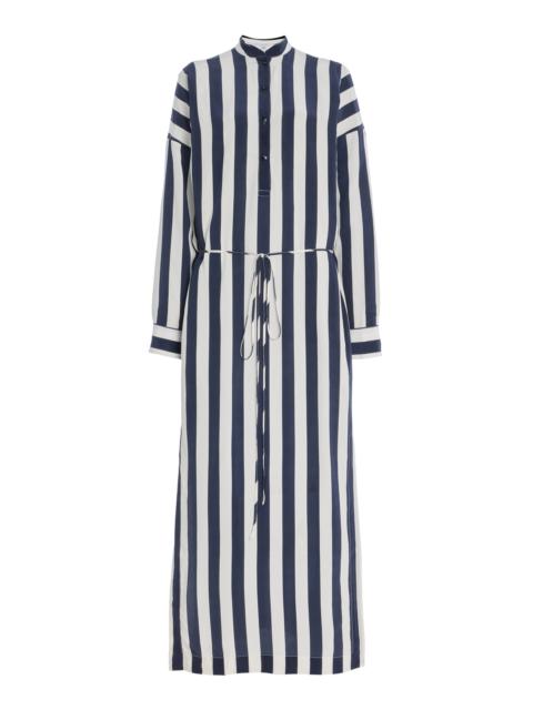 Orta Striped Silk Crepe de Chine Maxi Shirt Dress stripe