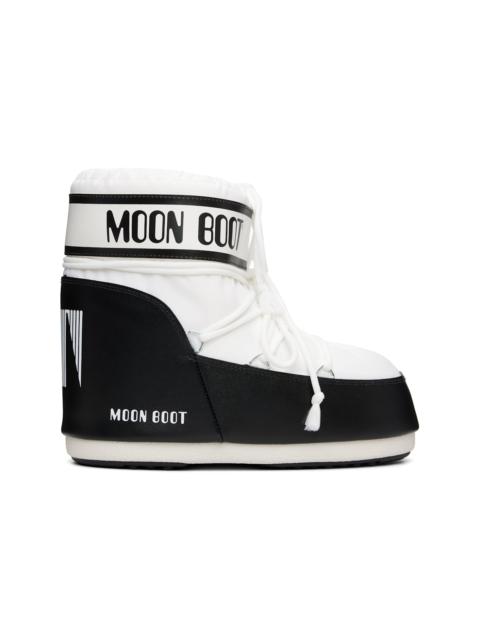 White & Black Icon Low Nylon Boots