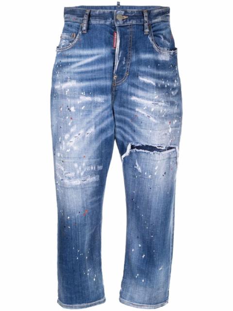 paint-splatter cropped jeans