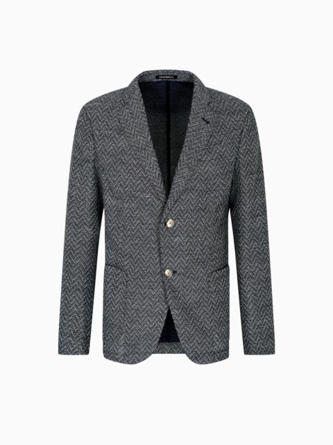 ICON SINGLE-BREASTED JACKET IN CHEVRON-MOTIF WOOL
