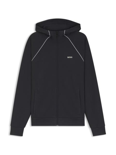 PIPING-DETAIL ZIP-UP HOODIE IN A COTTON BLEND