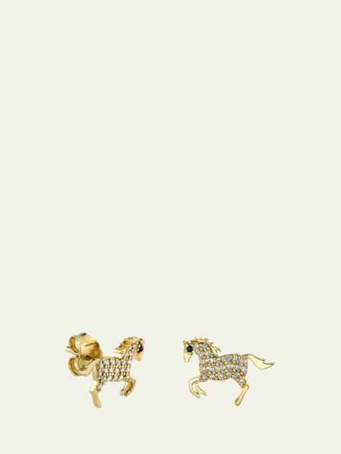 14K Yellow Gold Diamond Horse Stud Earring, Single (Left)