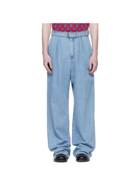 Blue Pleated Jeans