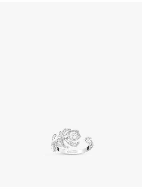 Plume de Paon XS 18ct white-gold, 0.42ct round-brilliant and 0.18ct rose-cut diamond ring
