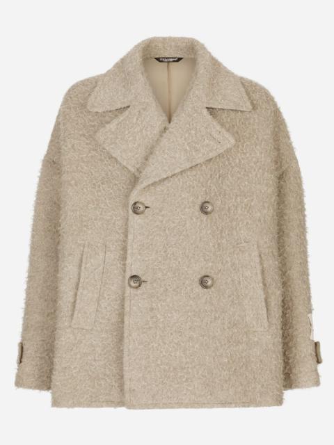 Vintage-look double-breasted wool and cotton pea coat