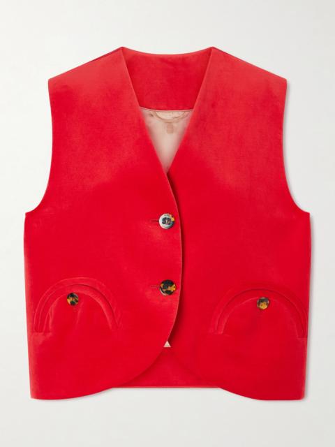 Jealousy Gliss Cotton And Linen-velvet Vest