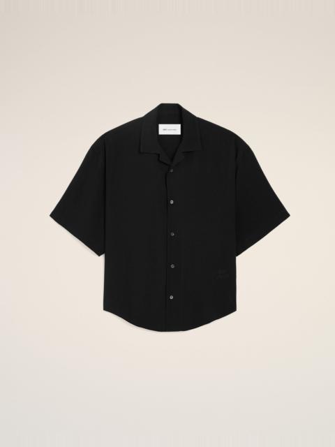 BLACK SHORT SLEEVE EMBROIDERED AMI PARIS BOXY SHIRT