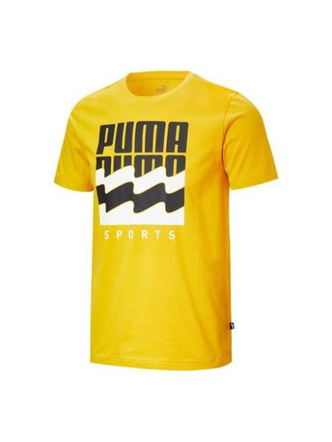 PUMA Summer Graphic Alphabet Large Logo Printing Short Sleeve Yellow 583875-25