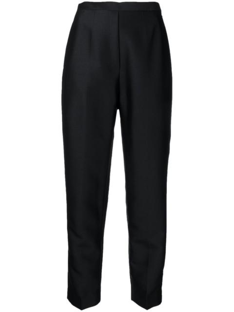 satin-finish two-pocket slim-cut trousers