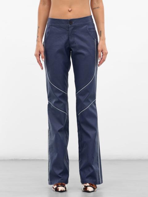 Blue Canvas Zip Flare Pants