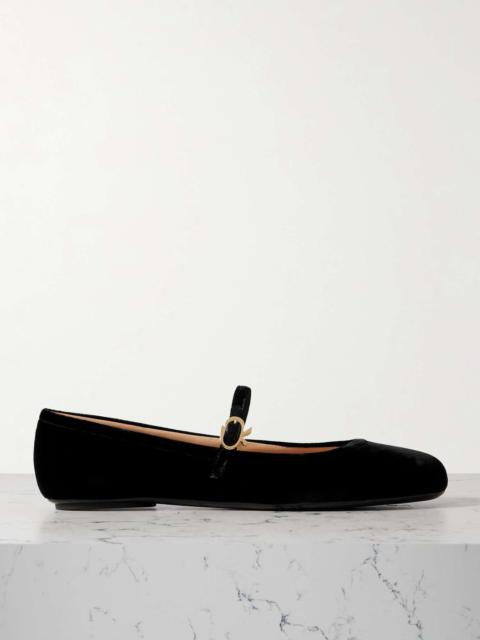 Carla velvet Mary Jane ballet flats Black