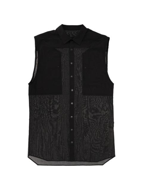sleeveless mesh-panel shirt