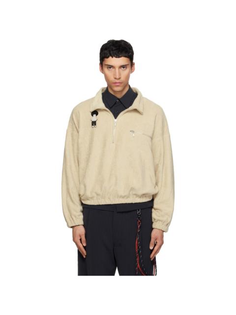 Beige Zip Funnel Sweatshirt