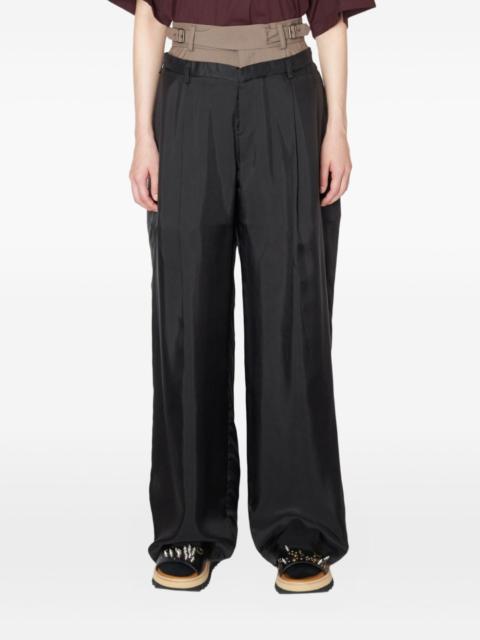 pleated straight trousers