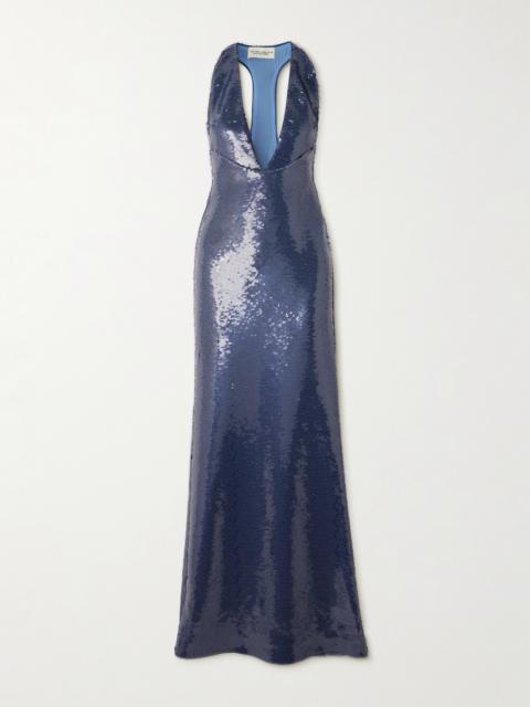Olympia Sequined Jersey Halterneck Gown