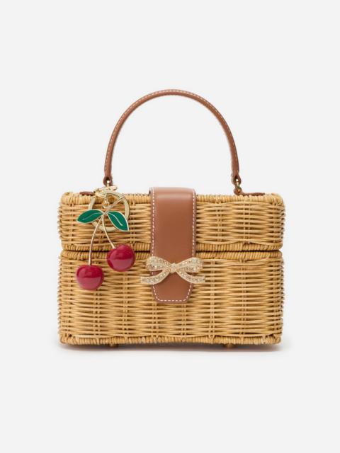 Rattan Cherry Charm Mini Basket Bag