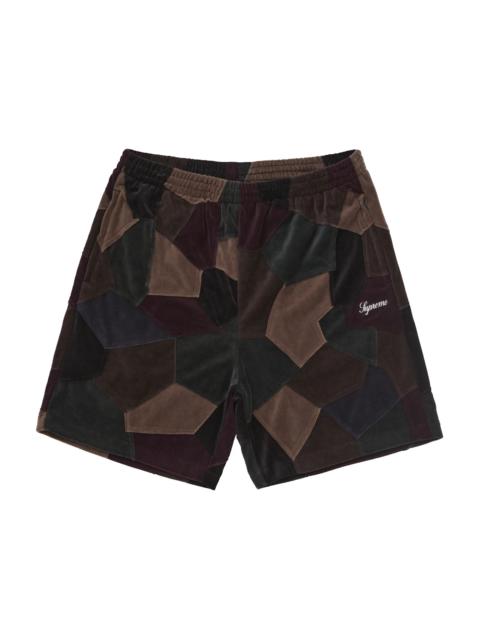 Supreme Patchwork Velour Short Dark Navy