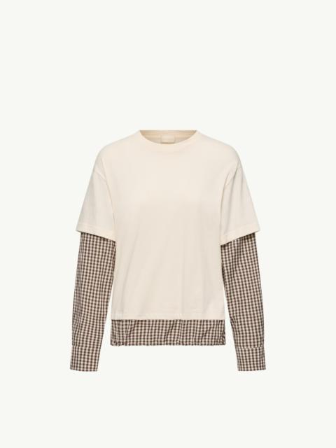 Layered-Effect Vichy Cotton Blend T-Shirt