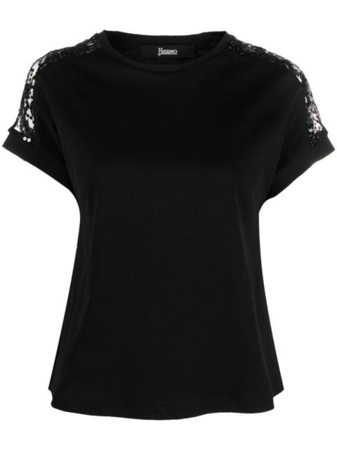 lace-detailing cotton T-shirt