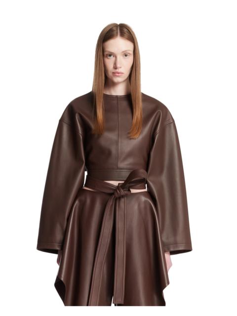 Brown Leather Belted Top