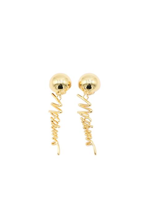 logo-lettering drop earrings