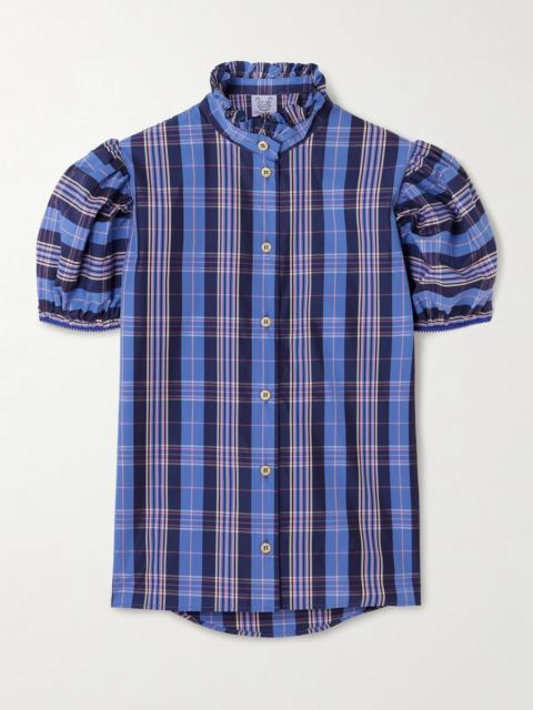 Vike Ruffled Checked Cotton-blend Poplin Blouse