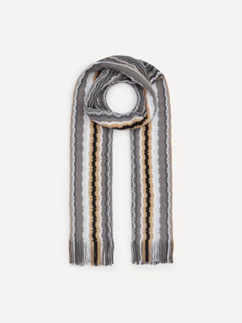 Striped Fringed Wool Scarf