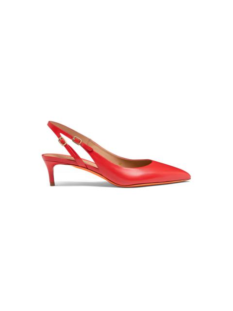 Women's red leather mid-heel slingback