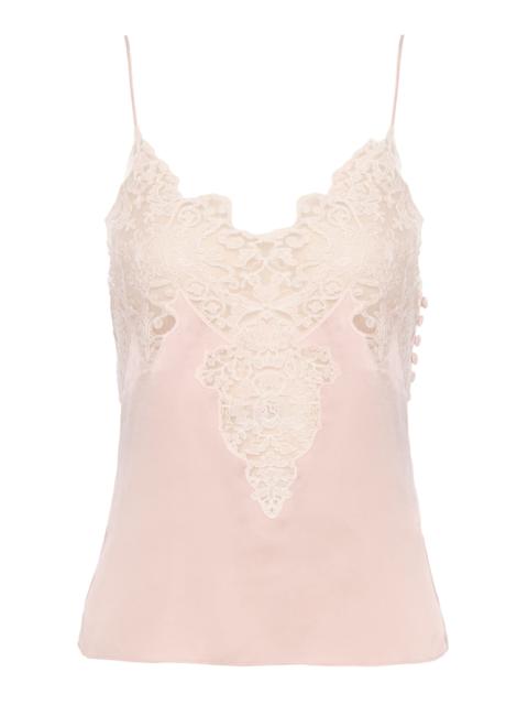 Lace-Trimmed Silk Satin Lingerie Top pink