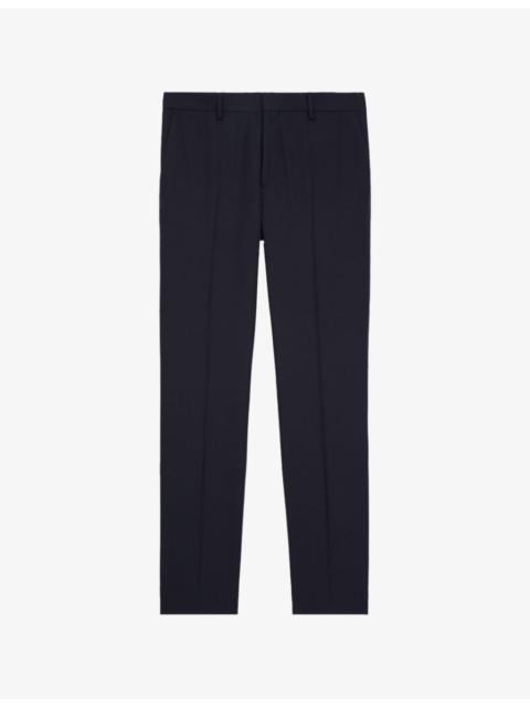 Front crease mid-rise slim-fit wool trousers