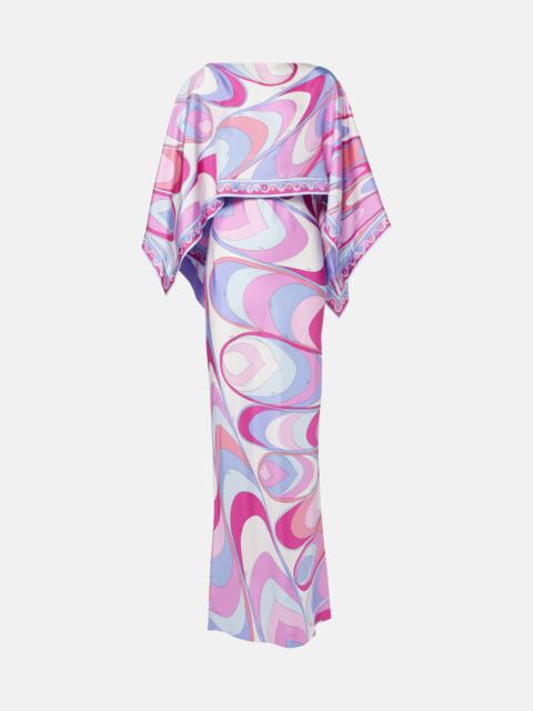 Printed silk twill maxi dress