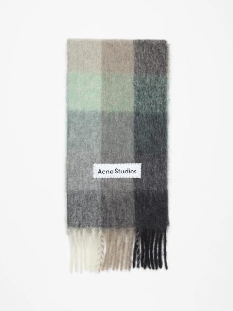 Mohair checked scarf - Green/grey/black