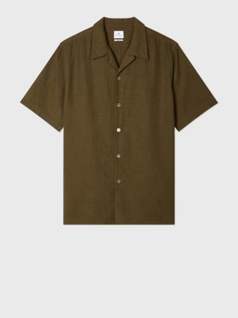 Khaki Green Lyocell-Cotton Short-Sleeve Shirt
