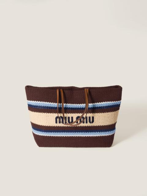 Raffia-effect woven tote bag