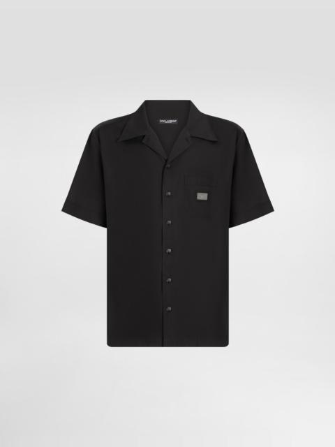 Cotton Hawaiian shirt with branded tag