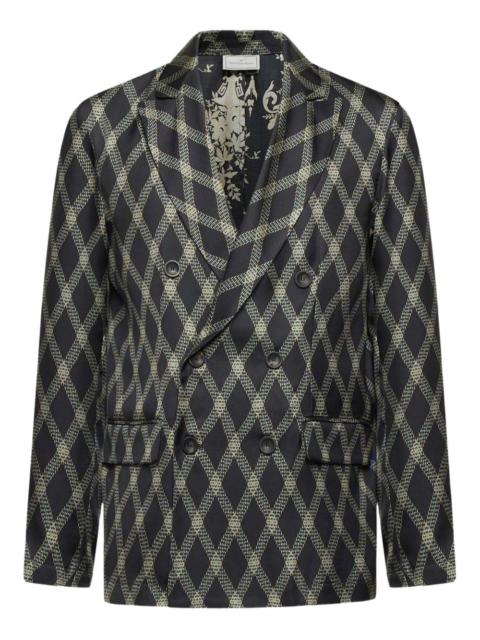 diamond-pattern double-breasted jacket