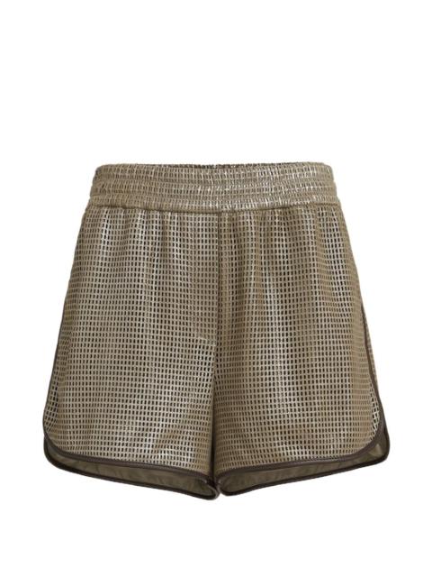 sparkling net leather shorts