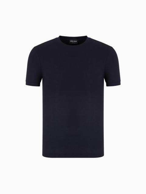 CREW-NECK SHORT-SLEEVED T-SHIRT IN STRETCH VISCOSE JERSEY