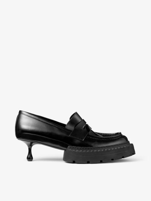 Jimmy Choo noir kei ninomiya Maxi Loafer 
Black Polished Calf Leather Loafers