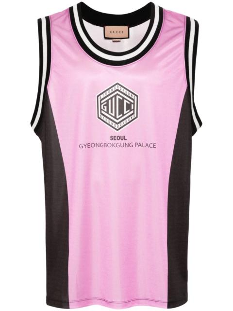 logo-print jersey tank top