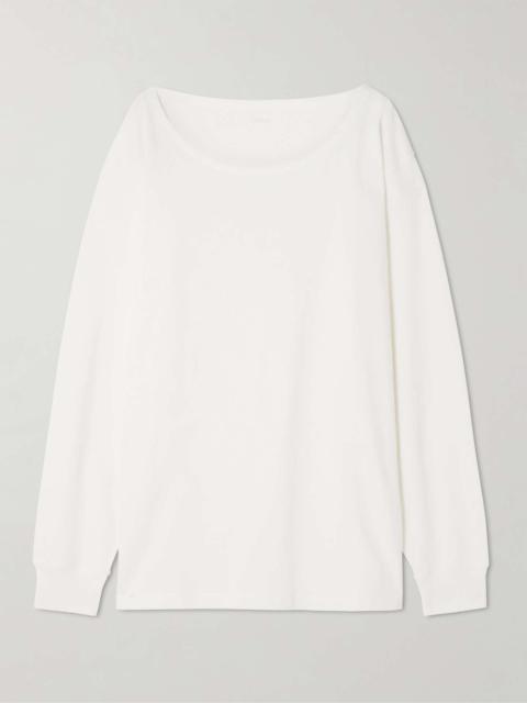 Cotton and linen-blend jersey top White