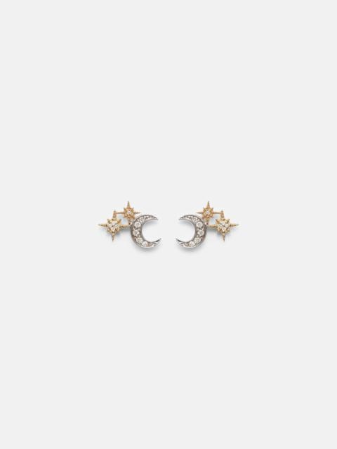 Moon 14kt gold earrings with diamonds
