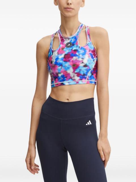 cut-out floral print sports bra