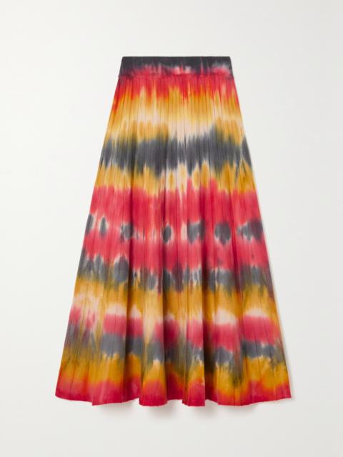 Ella Pleated Tie-dyed Cashmere Midi Skirt