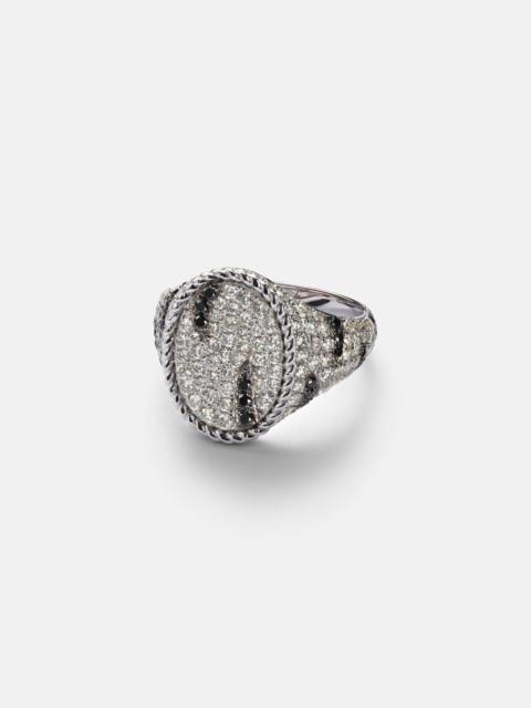 Zèbre 18kt white gold pinky ring with diamonds
