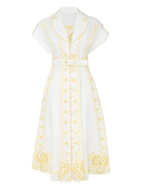 LUCKY EMBROIDERED MIDI DRESS