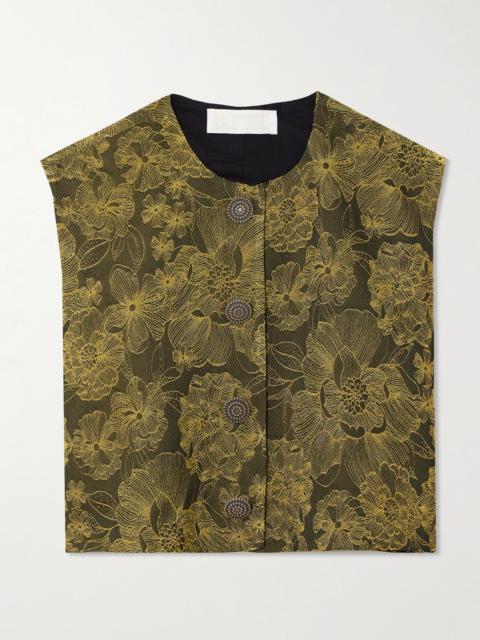 Hernan Cropped Embroidered Woven Vest