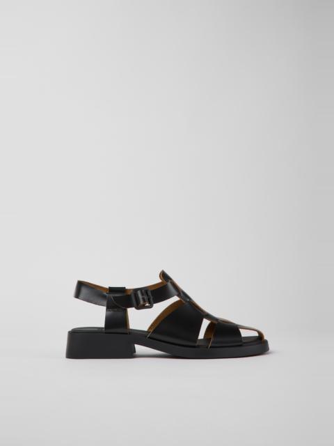 Black Leather Sandals for Women.