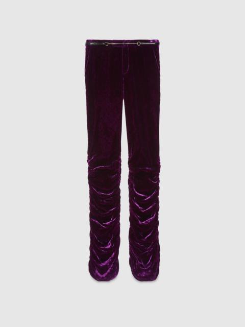 Velvet pant with Horsebit belt